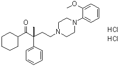 (2R)-1-环己基-4-[4-(2-甲氧基苯基)-1-哌嗪基]-2-甲基-2-苯基-1-丁酮二盐酸盐分子结构 (CAS 228418-85-7)