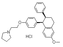 cis-1-[2-[4-(1,2,3,4-Tetrahydro-6-methoxy-2-phenyl-1-naphthalenyl)phenoxy]ethyl]-pyrrolidine hydrochloride molecular structure (CAS 22845-53-0)
