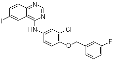 N-[3-氯-4-(3-氟苄氧基)苯基]-6-碘喹唑啉-4-胺分子结构 (CAS 231278-20-9)