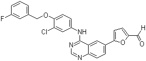 5-[4-[[3-氯-4-[(3-氟苯基)甲氧基]苯基]氨基]-6-喹唑啉]-2-呋喃甲醛分子结构 (CAS 231278-84-5)