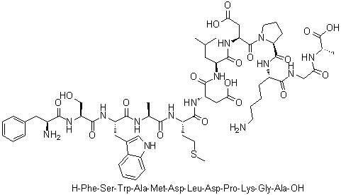 L-苯丙氨酰-L-丝氨酰-L-色氨酰-L-丙氨酰-L-蛋氨酰-L-alpha-天冬氨酰-L-亮氨酰-L-alpha-天冬氨酰-L-脯氨酰-L-赖氨酰甘氨酰-L-丙氨酸分子结构 (CAS 232601-15-9)