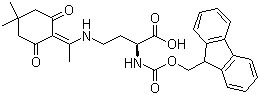 结构式 CAS# 235788-61-1, (2S)-4-[[1-(4,4-二甲基-2,6-二氧代环己亚基)乙基]氨基]-2-[[(9H-芴-9-基甲氧基)羰基]氨基]丁酸