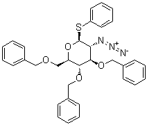 苯基 2-叠氮基-2-脱氧-3,4,6-三-O-(苯基甲基)-1-硫代-beta-D-吡喃葡萄糖苷分子结构 (CAS 236115-65-4)