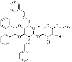 2-Propenyl 6-deoxy-4-O-[2,3,4,6-tetrakis-O-(phenylmethyl)-alpha-D-glucopyranosyl]-alpha-L-mannopyranoside molecular structure (CAS 236731-58-1)
