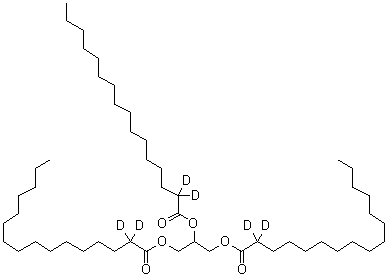 Hexadecanoic-2,2-d<sub>2</sub> acid 1,2,3-propanetriyl ester molecular structure (CAS 241157-06-2)
