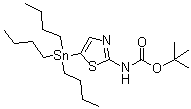 structure of CAS# 243972-26-1, [5-(Tributylstannyl)thiazol-2-yl]carbamic acid tert-butyl ester;tert-Butyl [5-(tributylstannyl)thiazol-2-yl]carbamate