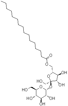 6-O-(1-氧代十六烷基)-beta-D-呋喃果糖基 alpha-D-吡喃葡萄糖苷分子结构 (CAS 24516-45-8)