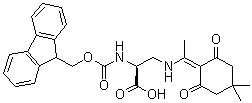 structure of CAS# 247127-51-1, 3-[[1-(4,4-Dimethyl-2,6-dioxocyclohexylidene)ethyl]amino]-N-[(9H-fluoren-9-ylmethoxy)carbonyl]-L-alanine