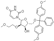 structure of CAS# 251647-51-5, 5'-O-[Bis(4-methoxyphenyl)phenylmethyl]-2'-O-(2-methoxyethyl)uridine