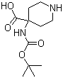 结构式 CAS# 252720-31-3, 4-[(叔丁氧羰基)氨基]-4-哌啶甲酸