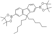 structure of CAS# 254755-24-3, 9,9-Dihexylfluorene-2,7-bis(boronic acid pinacol ester);2,7-Bis(4,4,5,5-tetramethyl-1,3,2-dioxaborolan-2-yl)-9,9-dihexylfluorene