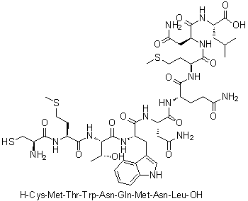 L-Cysteinyl-L-methionyl-L-threonyl-L-tryptophyl-L-asparaginyl-L-glutaminyl-L-methionyl-L-asparaginyl-L-leucine molecular structure (CAS 255387-18-9)