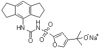 N-[[(1,2,3,5,6,7-Hexahydro-s-indacen-4-yl)amino]carbonyl]-4-(1-hydroxy-1-methylethyl)-2-furansulfonamide monosodium salt molecular structure (CAS 256373-96-3)