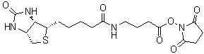 structure of CAS# 258289-54-2, (3aS,4S,6aR)-N-[4-[(2,5-Dioxo-1-pyrrolidinyl)oxy]-4-oxobutyl]hexahydro-2-oxo-1H-thieno[3,4-d]imidazole-4-pentanamide