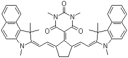2,4,6(1H,3H,5H)-5-[2,5-Bis[2-(1,3-dihydro-1,1,3-trimethyl-2H-benz[e]indol-2-ylidene)ethylidene]cyclopentylidene]-1,3-dimethylpyrimidinetrione molecular structure (CAS 259133-57-8)
