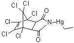 N-(乙基汞)-1,4,5,6,7,7-六氯双环[2.2.1]庚-5-烯-2,3-二甲酰亚胺分子结构 (CAS 2597-93-5)