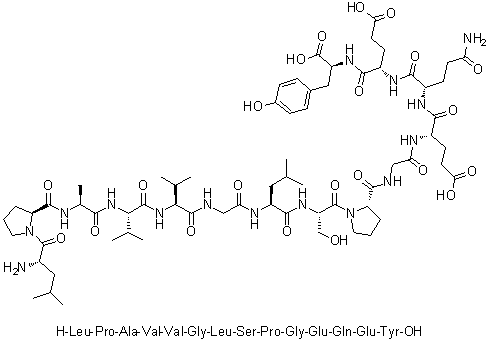 L-Leucyl-L-prolyl-L-alanyl-L-valyl-L-valylglycyl-L-leucyl-L-seryl-L-prolylglycyl-L-alpha-glutamyl-L-glutaminyl-L-alpha-glutamyl-L-tyrosine molecular structure (CAS 260431-79-6)