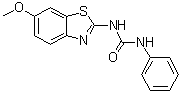 structure of CAS# 26130-02-9, Frenazole;N-[6-Methoxybenzo[d]thiazol-2-yl]-N'-phenylurea; Frentizole