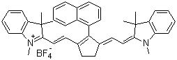 1,3,3-Trimethyl-2-((E)-2-(2-(1-naphthyl)-3-[(E)-2-(1,3,3-trimethyl-1,3-dihydro-2H-indol-2-ylidene)ethylidene]-1-cyclopenten-1-yl)ethenyl)-3H-indolium tetrafluoroborate molecular structure (CAS 262607-20-5)