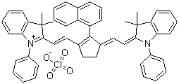 2-((E)-2-[3-[(E)-2-(3,3-Dimethyl-1-phenyl-1,3-dihydro-2H-indol-2-ylidene)ethylidene]-2-(1-naphthyl)-1-cyclopenten-1-yl]ethenyl)-3,3-dimethyl-1-phenyl-3H-indolium perchlorate molecular structure (CAS 262607-22-7)