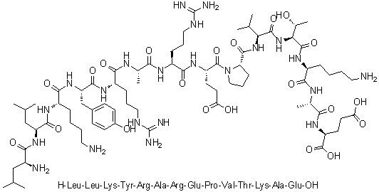 L-Leucyl-L-leucyl-L-lysyl-L-tyrosyl-L-arginyl-L-alanyl-L-arginyl-L-alpha-glutamyl-L-prolyl-L-valyl-L-threonyl-L-lysyl-L-alanyl-L-glutamic acid molecular structure (CAS 263328-33-2)