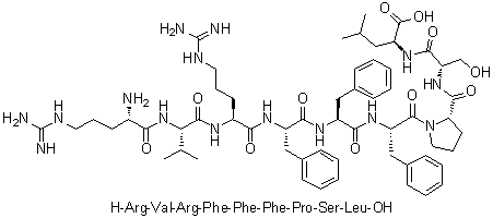 L-Arginyl-L-valyl-L-arginyl-L-phenylalanyl-L-phenylalanyl-L-phenylalanyl-L-prolyl-L-seryl-L-leucine molecular structure (CAS 263766-36-5)