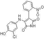 结构式 CAS# 264218-23-7, SB 415286; 3-[(3-氯-4-羟基苯基)氨基]-4-(2-硝基苯基)-1H-吡咯-2,5-二酮