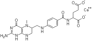 5-甲基四氢叶酸钙分子结构 (CAS 26560-38-3)