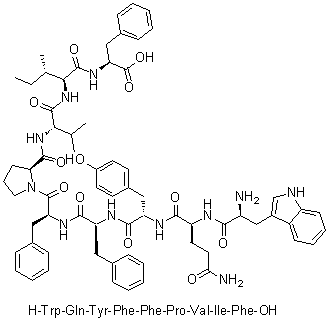L-Tryptophyl-L-glutaminyl-L-tyrosyl-L-phenylalanyl-L-phenylalanyl-L-prolyl-L-valyl-L-isoleucyl-L-phenylalanine molecular structure (CAS 266360-23-0)