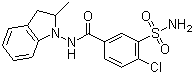 结构式 CAS# 26807-65-8, 吲达帕胺; N-(2-甲基-2,3-二氢-1H-吲哚基)-3-氨磺酰基-4-氯-苯甲酰胺
