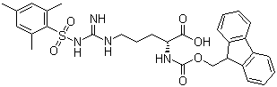 结构式 CAS# 268204-88-2, N-Fmoc-N'-(均三甲苯-2-磺酰基)-D-精氨酸; N-芴甲氧羰基-N'-(均三甲苯-2-磺酰基)-D-精氨酸