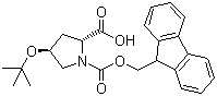 structure of CAS# 268729-12-0, (2R,4S)-4-(1,1-Dimethylethoxy)-1,2-pyrrolidinedicarboxylic acid 1-(9H-fluoren-9-ylmethyl) ester;Fmoc-D-Hyp(tBu)-OH