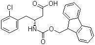 structure of CAS# 268734-29-8, Fmoc-(R)-3-Amino-4-(2-chlorophenyl)butyric acid;(R)-N-(9-Fluorenylmethyloxycarbonyl)-3-amino-4-(2-chlorophenyl)butyric acid