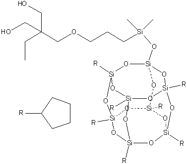 1-[3-(1,3-Propanediol-2-ethyl-2-methyloxy)propyldimethylsiloxy]-3,5,7,9,11,13,15-heptacyclopentyloctasilsesquioxane molecular structure (CAS 268747-51-9)