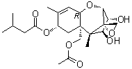 structure of CAS# 26934-87-2, Mycotoxin HT 2;(3alpha,4beta,8alpha)-12,13-Epoxytrichothec-9-ene-3,4,8,15-tetrol 15-acetate 8-(3-methylbutanoate)