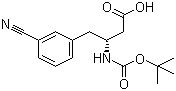 结构式 CAS# 269726-83-2, N-叔丁氧羰基-(R)-3-氨基-4-(3-氰基苯基)丁酸