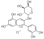结构式 CAS# 27214-72-8, 矢车菊素 3-阿拉伯糖苷