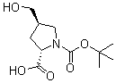 (2S,4R)-1-(叔丁氧羰基)-4-(羟甲基)吡咯烷-2-甲酸分子结构 (CAS 273221-97-9)