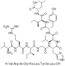 L-Valyl-L-arginyl-L-isoleucylglycyl-L-histidyl-L-leucyl-L-tyrosyl-L-isoleucyl-L-leucine molecular structure (CAS 274257-39-5)