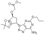 2-[[(3aR,4S,6R,6aS)-6-[7-Amino-5-(propylthio)-3H-1,2,3-triazolo[4,5-d]pyrimidin-3-yl]tetrahydro-2,2-dimethyl-4H-cyclopenta-1,3-dioxol-4-yl]oxy]-acetic acid methyl ester molecular structure (CAS 274693-23-1)