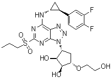 (1S,2S,3R,5S)-3-[7-[[(1R,2S)-2-(3,4-Difluorophenyl)cyclopropyl]amino]-5-(propylsulfonyl)-3H-1,2,3-triazolo[4,5-d]pyrimidin-3-yl]-5-(2-hydroxyethoxy)-1,2-cyclopentanediol molecular structure (CAS 274693-39-9)