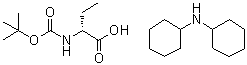 结构式 CAS# 27494-47-9, (R)-2-[[叔丁氧羰基]氨基]丁酸(二环己基胺)盐