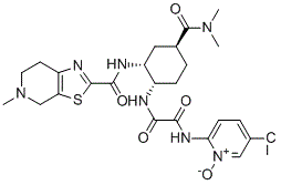 structure of CAS# 2803372-49-6, Edoxaban N-Oxide Impurity 2;5-Chloro-2-(2-(((1S,2R,4S)-4-(dimethylcarbamoyl)-2-(5-methyl-4,5,6,7-tetrahydrothiazolo[5,4-c]pyridine-2-carboxamido)cyclohexyl)amino)-2-oxoacetamido)pyridine 1-oxide