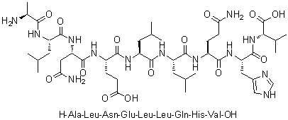 L-Alanyl-L-leucyl-L-asparaginyl-L-alpha-glutamyl-L-leucyl-L-leucyl-L-glutaminyl-L-histidyl-L-valine molecular structure (CAS 280745-27-9)