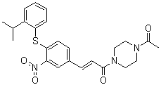 结构式 CAS# 280749-17-9, (2E)-1-(4-乙酰基-1-哌嗪基)-3-[4-[[2-(1-甲基乙基)苯基]硫基]-3-硝基苯基]-2-丙烯-1-酮