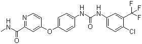 structure of CAS# 284461-73-0, Sorafenib;4-[4-[[4-Chloro-3-(trifluoromethyl)phenyl]carbamoylamino]phenoxy]-N-methyl-pyridine-2-carboxamide
