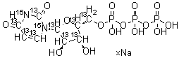 Uridine-<sup>13</sup>C<sub>9</sub>-<sup>15</sup>N<sub>2</sub> 5'-(tetrahydrogen triphosphate) sodium salt molecular structure (CAS 285978-18-9)