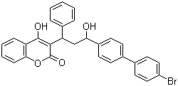 structure of CAS# 28772-56-7, Bromadiolone;3-[3-(4'-Bromo[1,1'-biphenyl]-4-yl)-3-hydroxy-1-phenylpropyl]-4-hydroxy-2H-1-benzopyran-2-one; 3-(3-(4'-Bromo-(1,1'-biphenyl)-4-yl)-3-hydroxy-1-phenylpropyl)-4-hydroxycoumarin