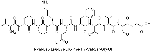 L-Valyl-L-leucyl-L-leucyl-L-lysyl-L-alpha-glutamyl-L-phenylalanyl-L-threonyl-L-valyl-L-serylglycine molecular structure (CAS 289722-50-5)