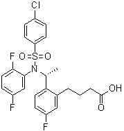 structure of CAS# 290315-45-6, 2-[(1R)-1-[[(4-Chlorophenyl)sulfonyl](2,5-difluorophenyl)amino]ethyl]-5-fluorobenzenebutanoic acid;BMS 299897